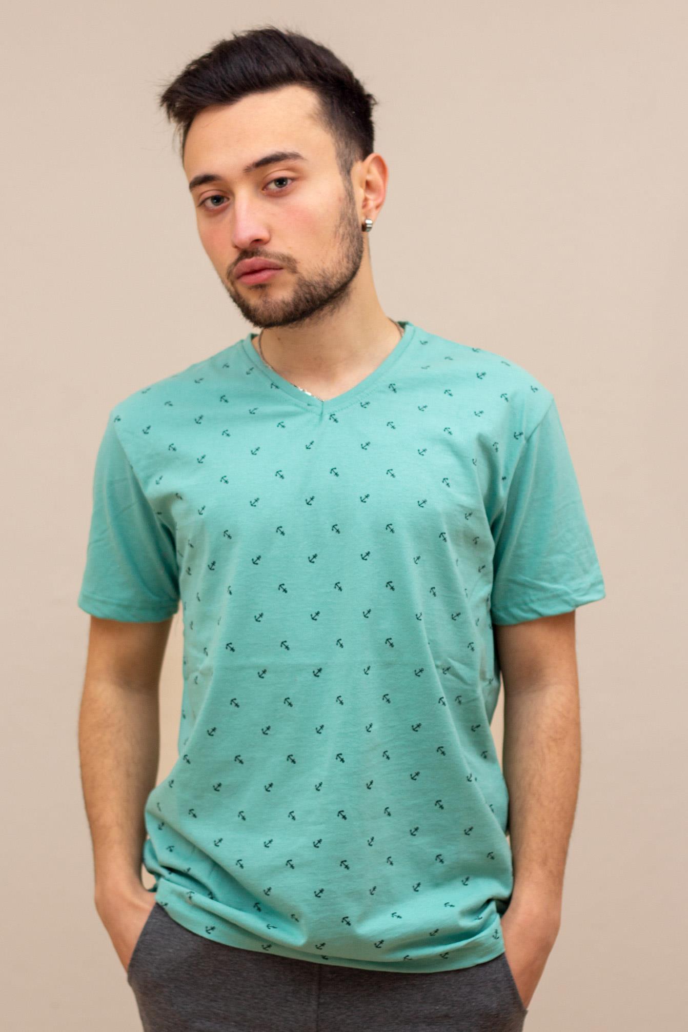 Çağla Çapa Baskılı Kısa Kollu V Yaka Erkek Tişört 22ETSHVCPA