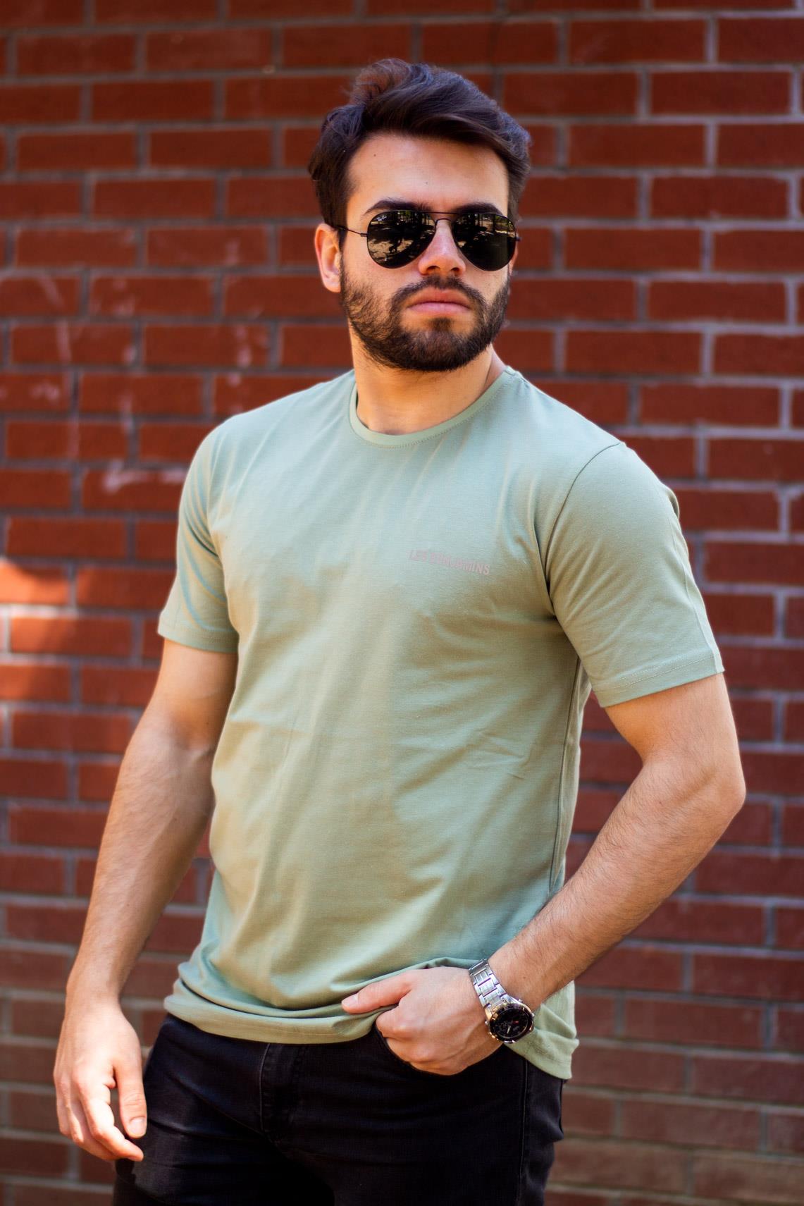 Erkek Açık Yeşil Les Benjamins Baskılı Pamuk Rahat Oversize T-Shirt 23ETSH0LES