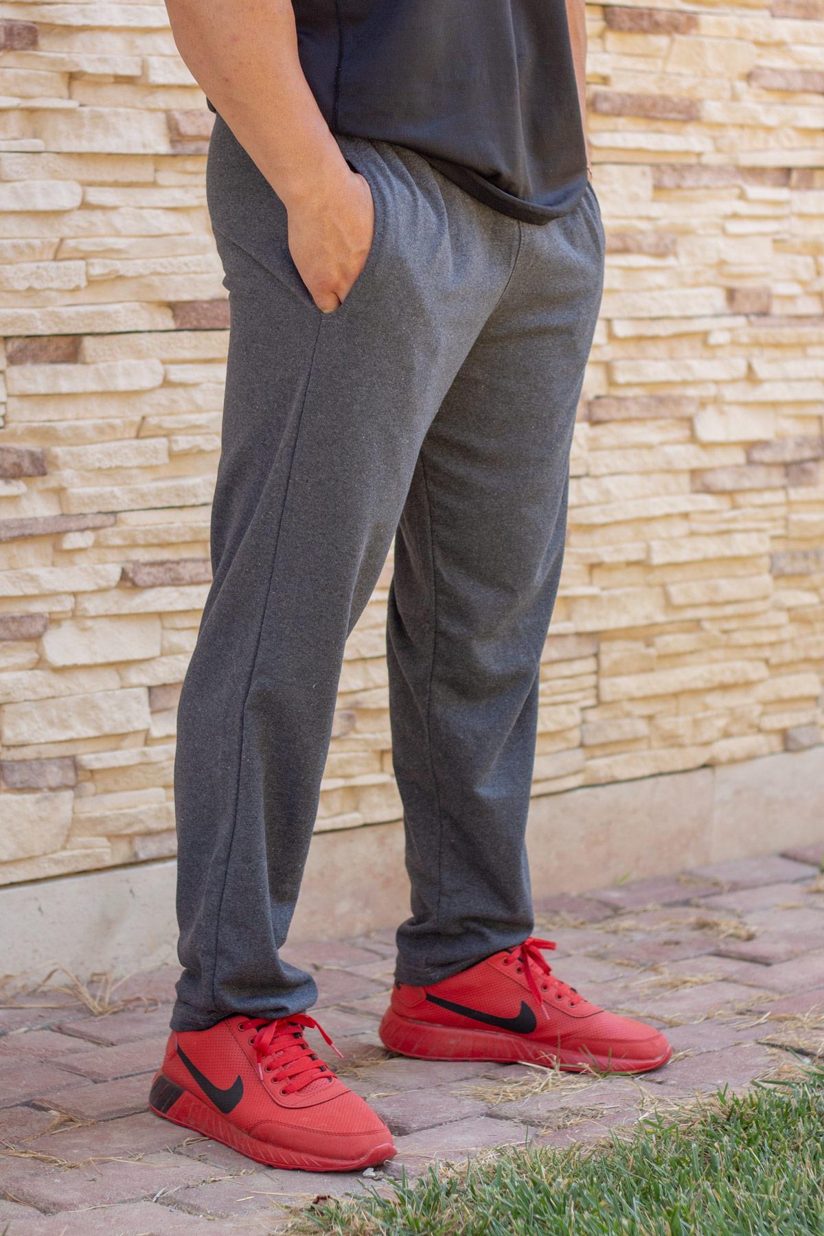 Erkek Antrasit Basic Bol Paça Rahat Kesim Düz Eşofman Altı 21EESABSAZ