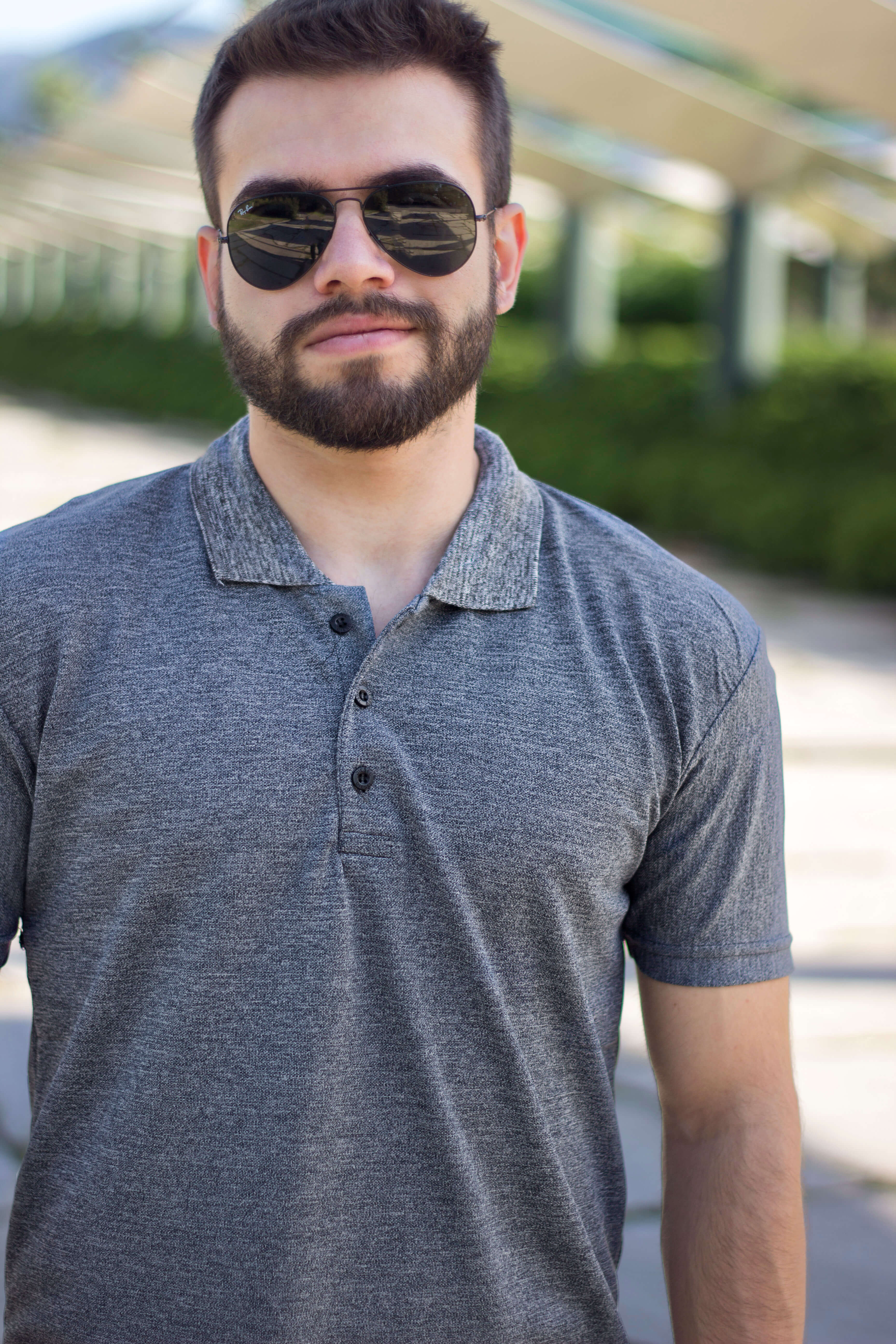 Erkek Antrasit Basic Slim Fit Düz Sade Polo Yaka Tişört 20EPLY0001