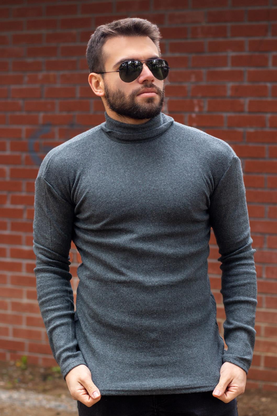 Erkek Antrasit Tam Boğazlı Balıkçı İnce Uzun Kollu Body Kazak 22EKZKBODO