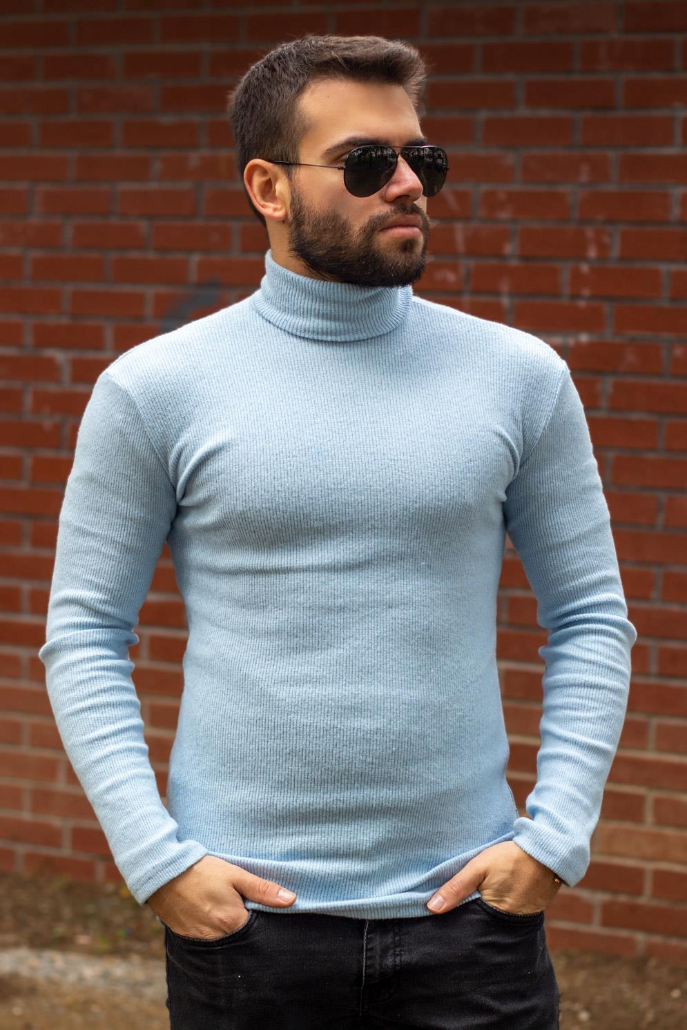 Erkek Turkuaz Tam Boğazlı Balıkçı İnce Uzun Kollu Body Kazak 22EKZKBODO