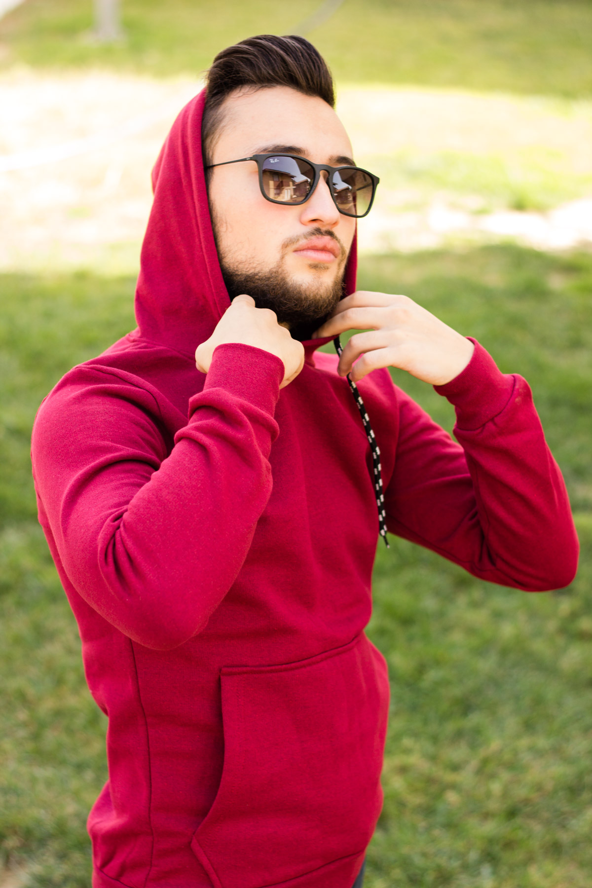 Erkek Bordo Kapüşonlu Kanguru Cepli Uzun Kollu Sweatshirt 20ESWTKNGR