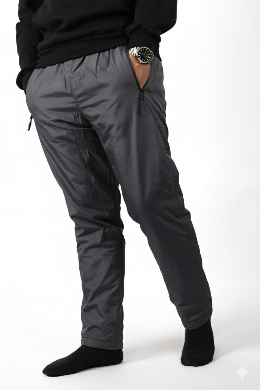 Erkek Füme Gri Rüzgar Geçirmez Suya Dayanıklı İçi Peluş Motorcu Eşofman Altı 22EESA5033