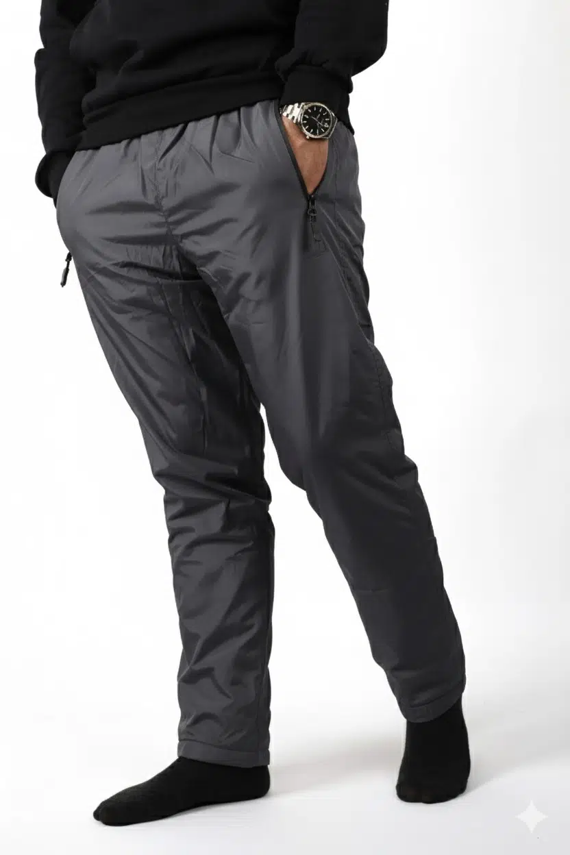 Erkek Füme Gri Rüzgar Geçirmez Suya Dayanıklı İçi Peluş Motorcu Eşofman Altı 22EESA5033