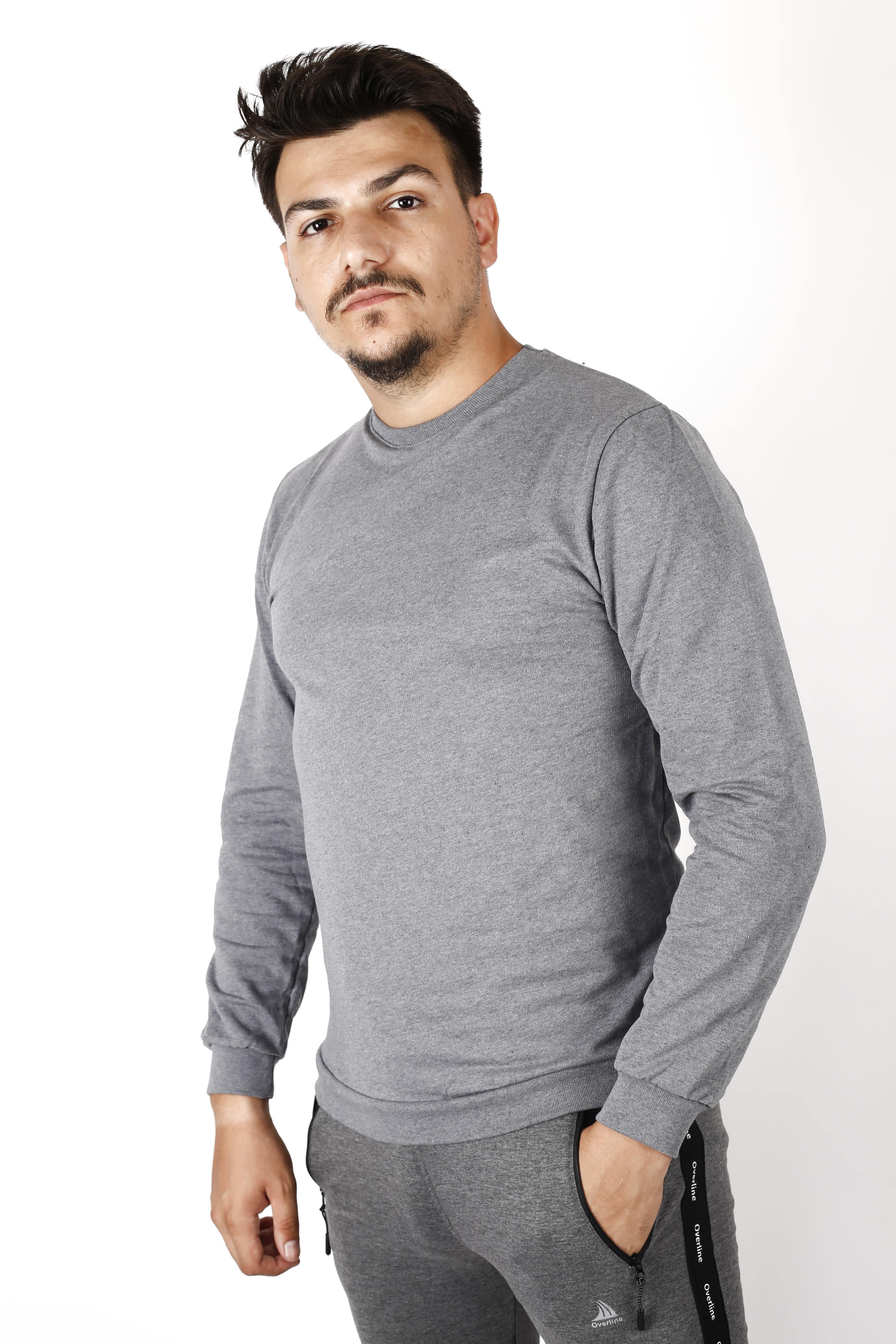 Erkek Füme Düz Baskısız Basic Bel Bilek Ribanalı İnce Sweatshirt 22ESWTDUZS