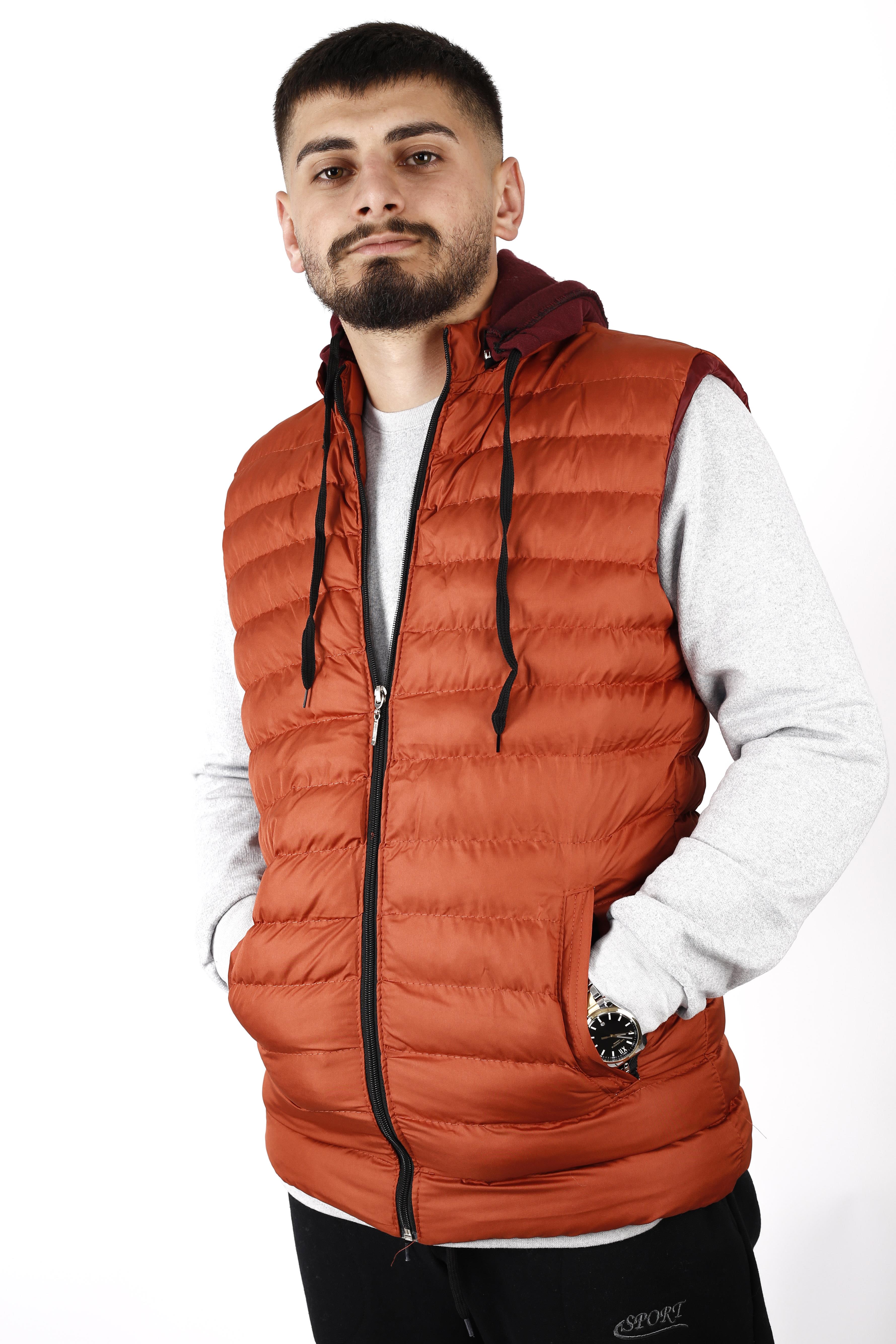 Erkek Kiremit Çıkarılabilir Kapüşonlu Cep Fermuarlı Şişme Yelek 22EYLKWOLF