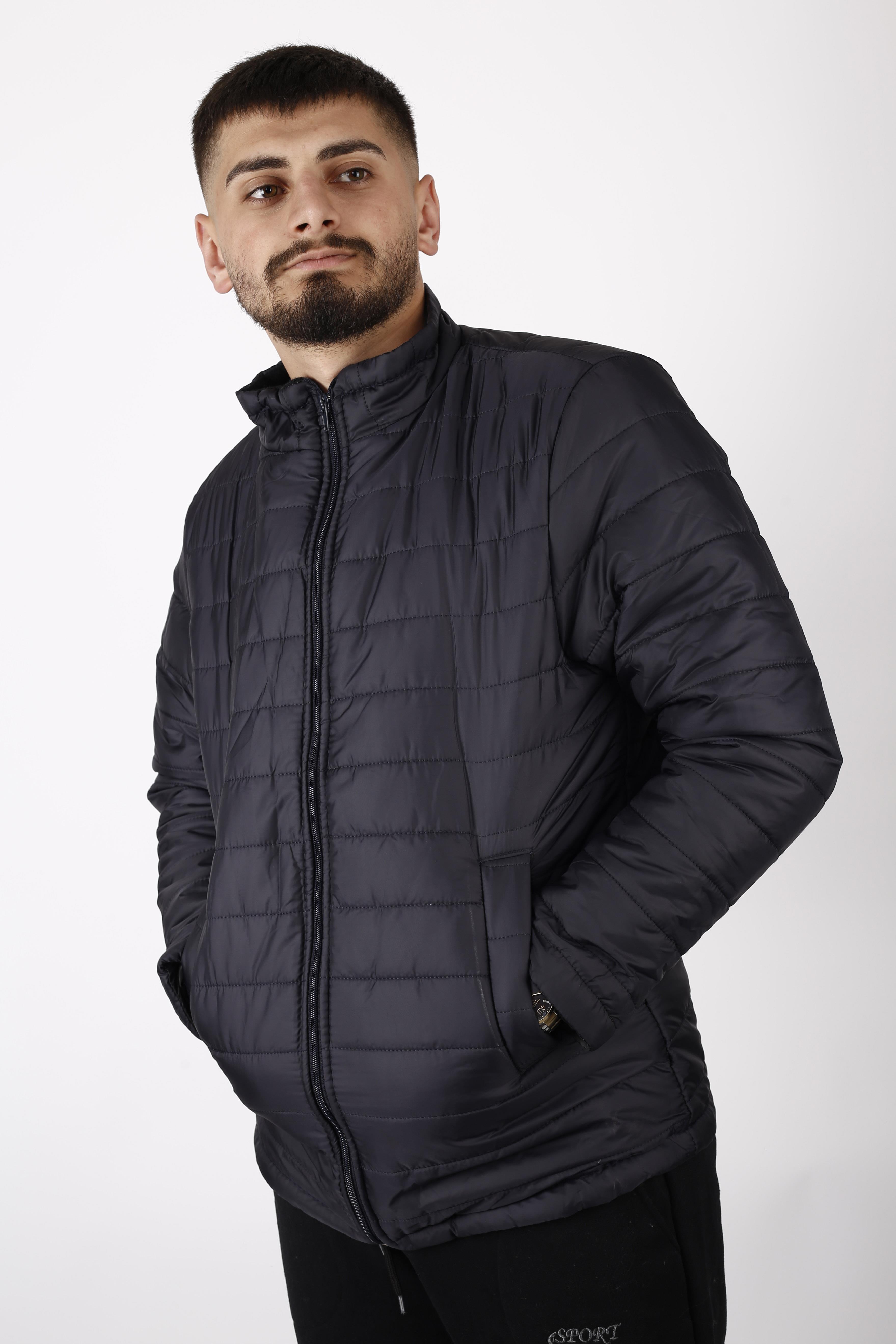 Erkek Lacivert Yüksek Hakim Yaka Şişme Mont 22EMNTKONG