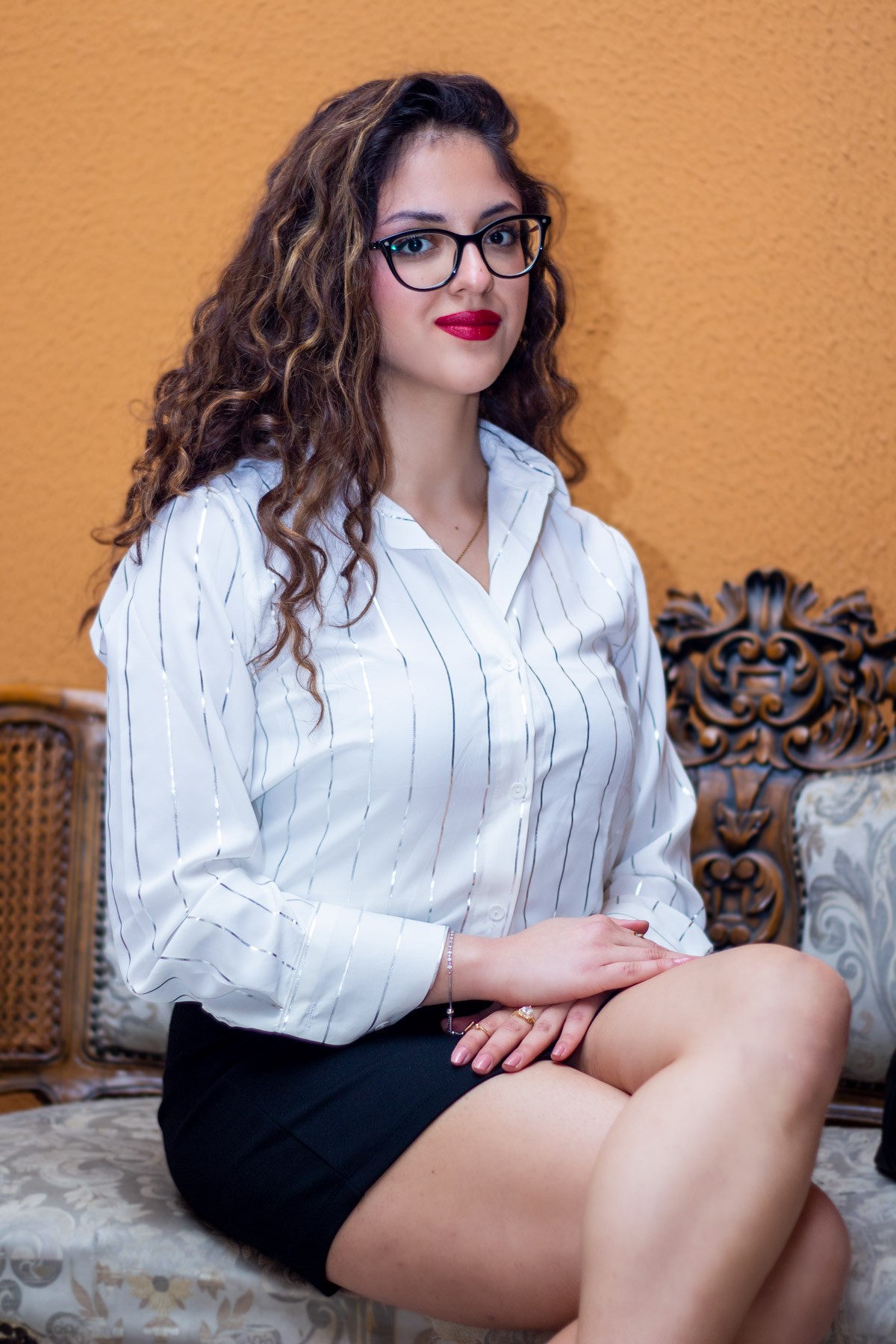 Kadın Beyaz Jesica Parlak Gümüş Varak Çizgili İtal Jakar Kumaş İnce Gömlek 25KGMLP009