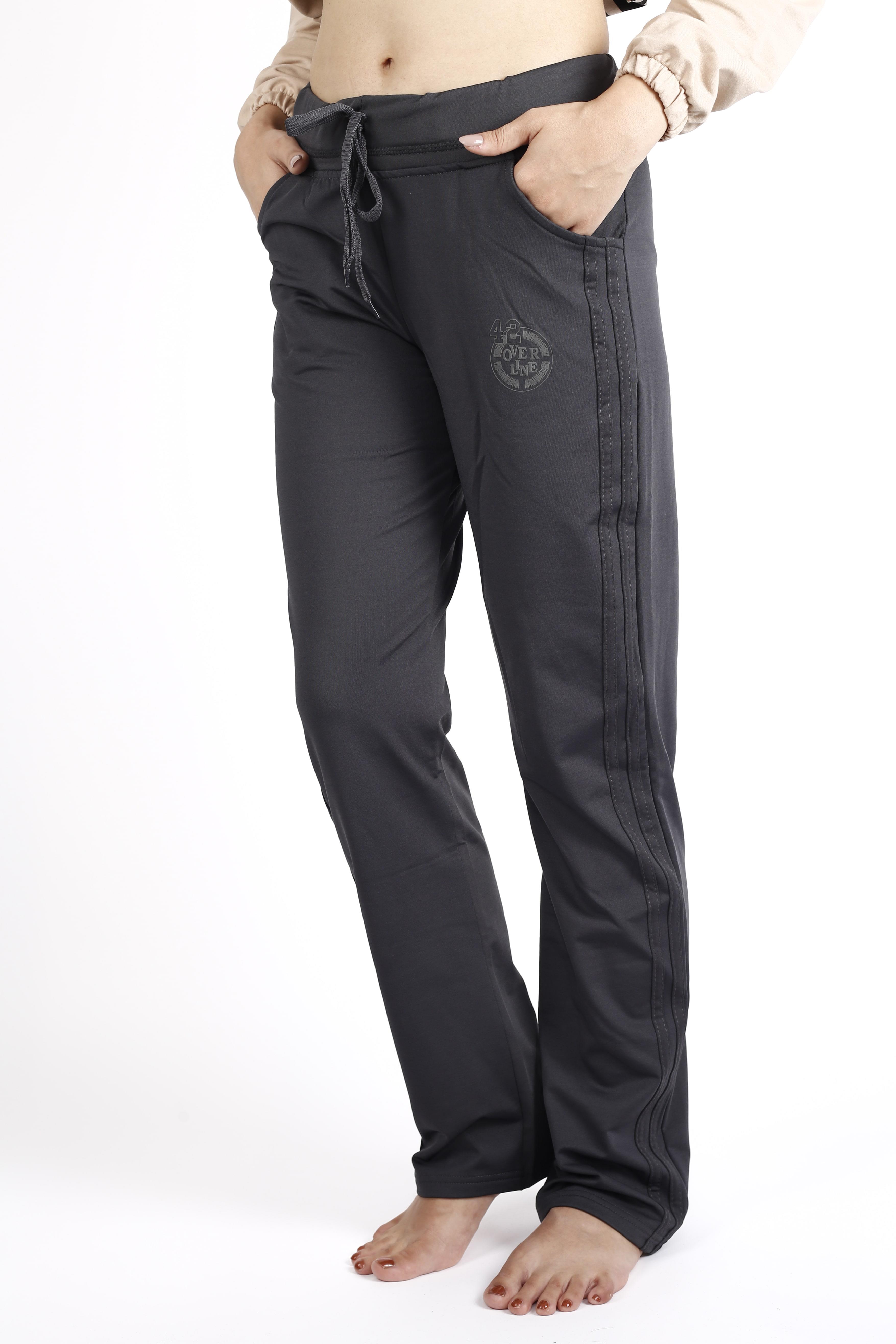 Kadın Füme Şeritli Esnek Rahat Scuba Dalgıç Kumaş Spor Eşofman Altı 21KESAAKT1