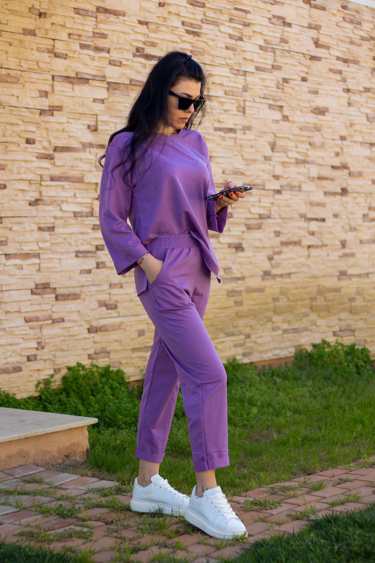 Kadın Fuşya Basic Oversize Duble Kol Paça Eşofman Takımı 22KESTBTAK