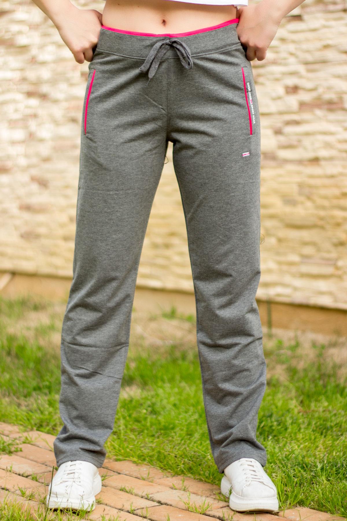 Kadın Gri Belden İpli Lastikli Gizli Fermuarlı Eşofman Altı 21KESAKKAB