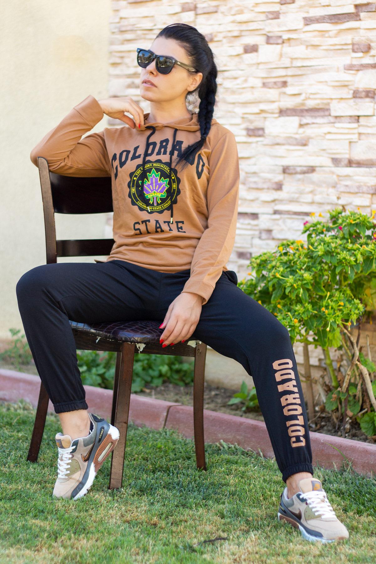 Kadın Kahve Colorado State Kapüşonlu Spor Eşofman Takımı 21KESTCORD