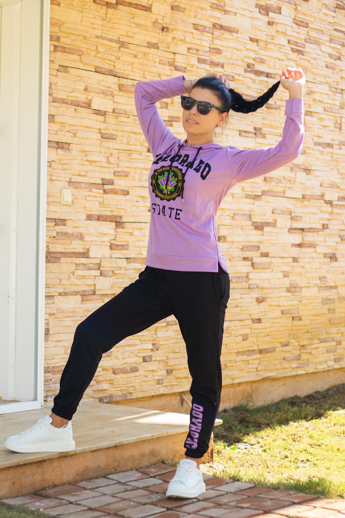 Kadın Lila Colorado State Kapüşonlu Spor Eşofman Takımı 21KESTCORD