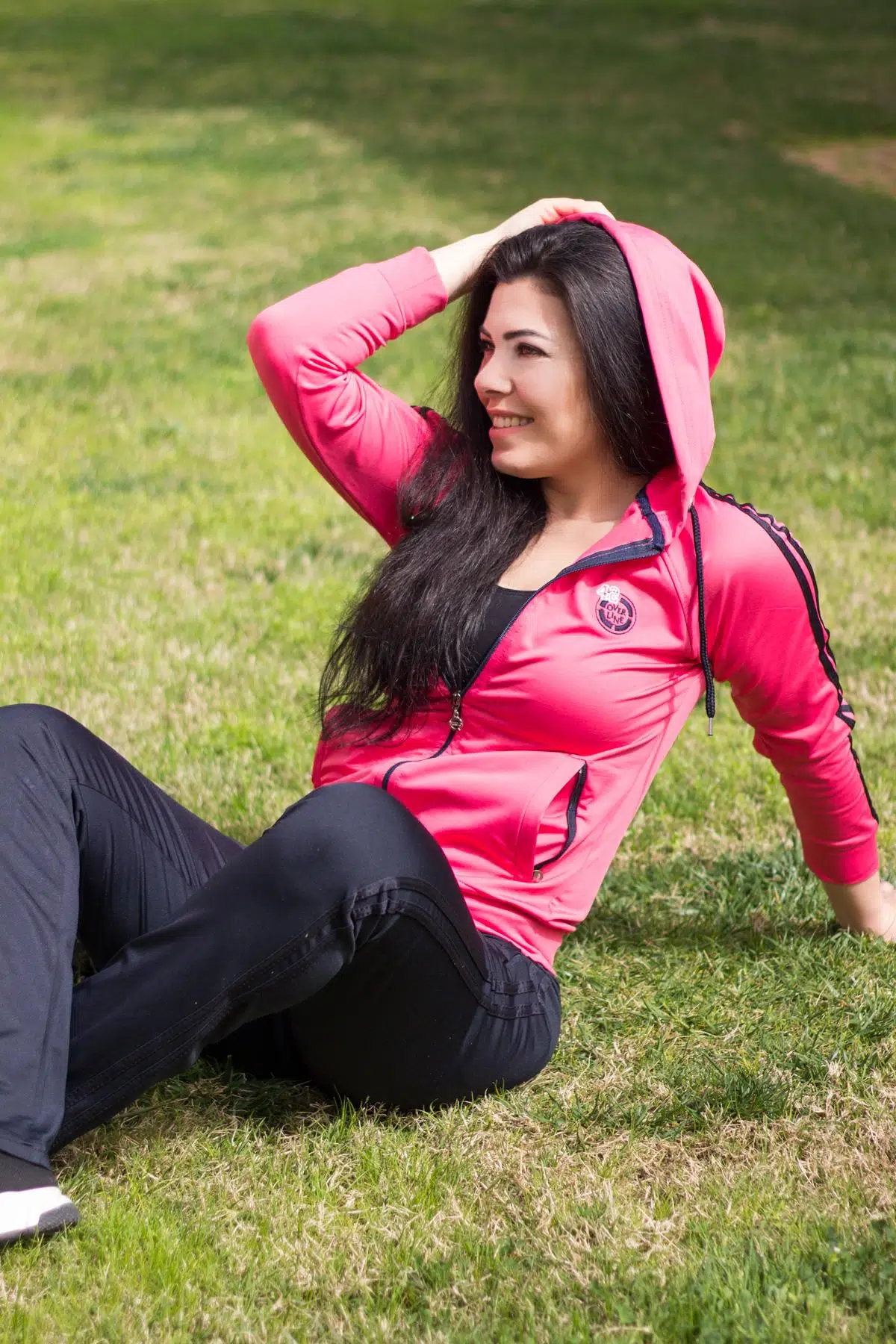 Kadın Pembe Fermuarlı Kapüşonlu Dalgıç Scuba Kumaş Spor Eşofman Takımı 21KESTAX11