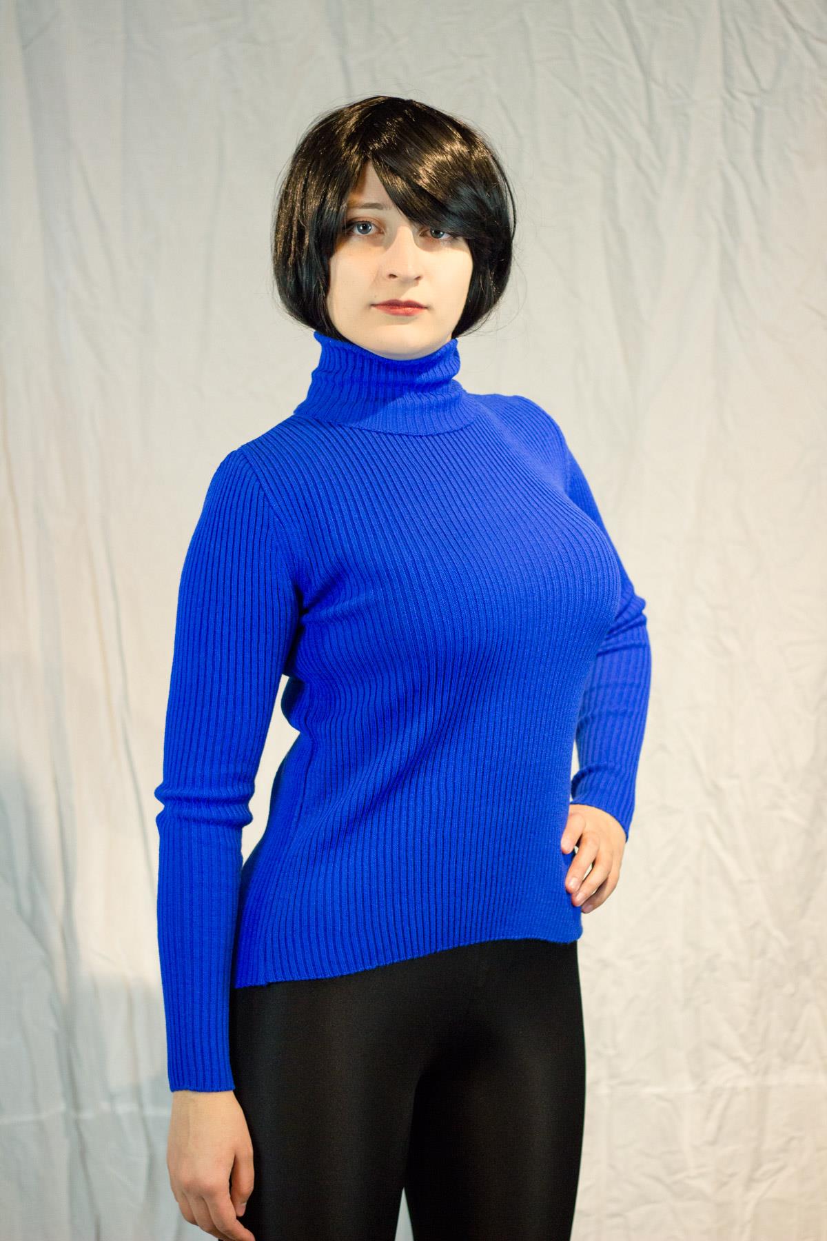 Saks Tam Balıkçı Yaka Fitilli Triko Kadın Kazak 20KKZKBALK