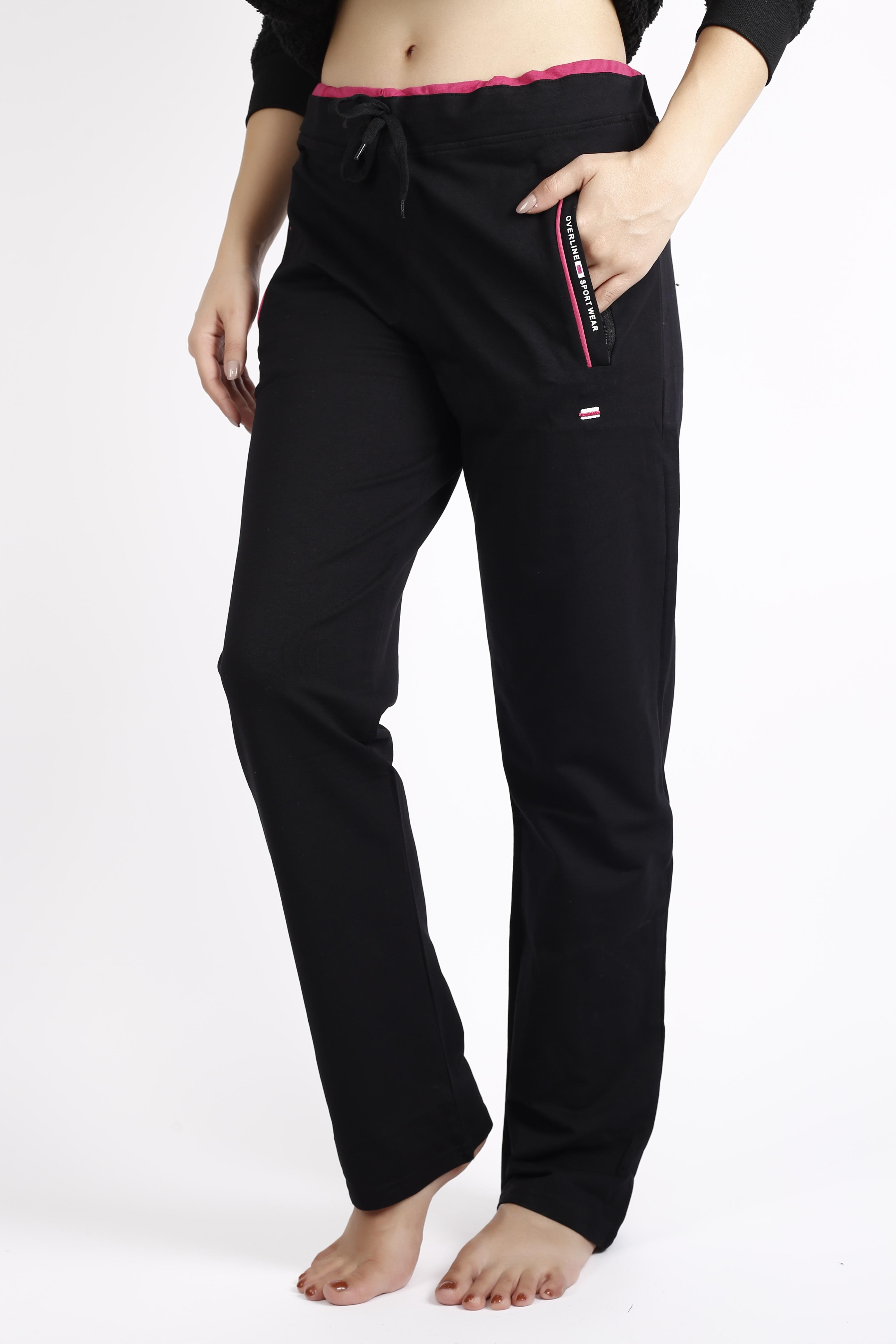 Kadın Siyah Düz Paça Bel Lastik ve İpli Gizli Fermuarlı Eşofman Altı 21KESAKKAB