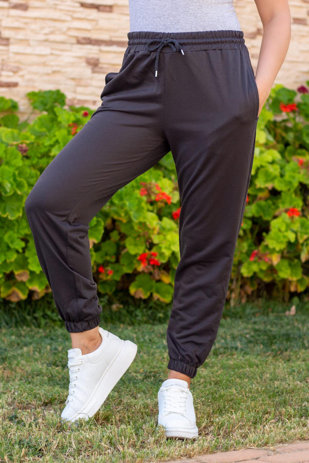 Kadın Füme Bel Lastikli Paça Ribanalı Eşofman Altı 21KESAOPAC