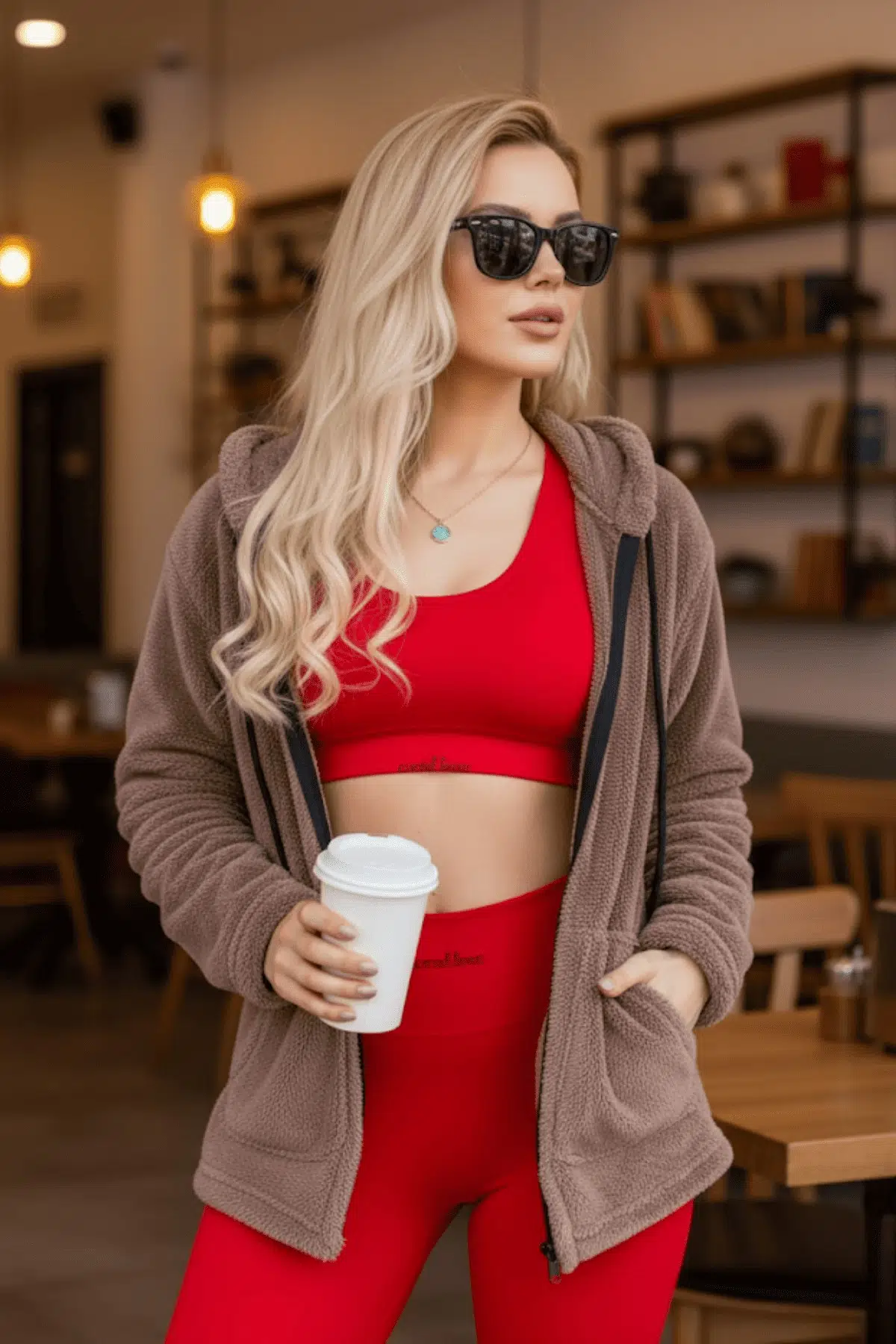 Kadın Vizon Peluş Kalın Fermuarlı Kapüşonlu Cepli Ceket 23KCKTMY50