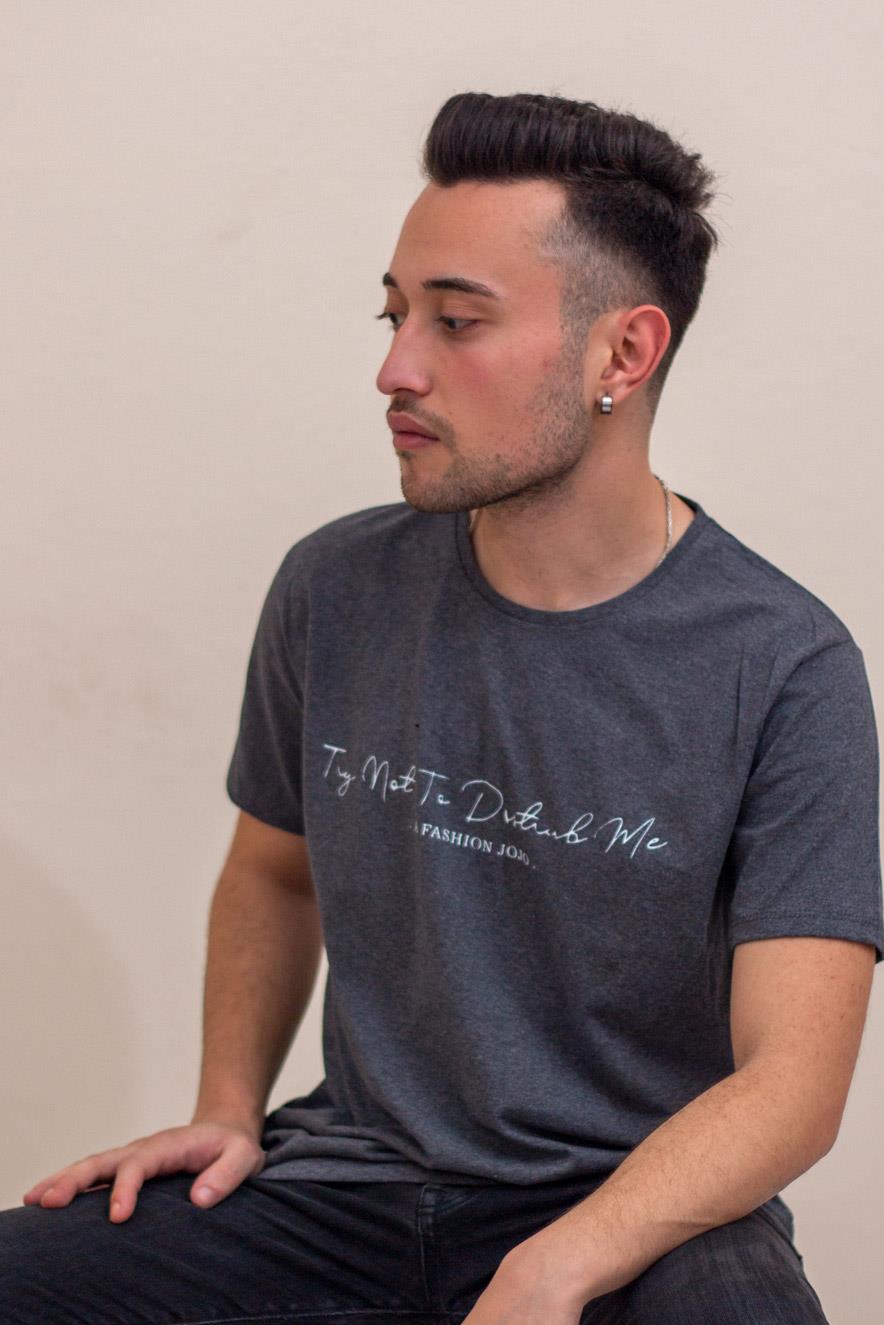 Antrasit El Yazısı İmza Baskı Normal Kesim Bisiklet Yaka Erkek T-Shirt 22ETSHEYAZ